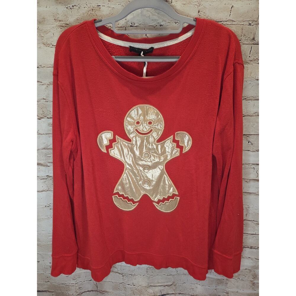 Jane Delaney Christmas Sweater Size Medium Ugly Sweater Gingerbread Man NWT Red